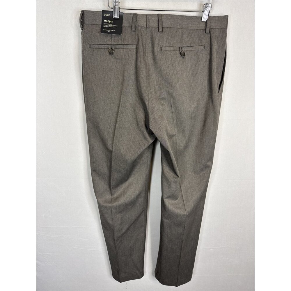 Banana Republic Tailored‎ Dress Pants Men 34x32 Brown Herringbone NWT - Picture 4 of 8